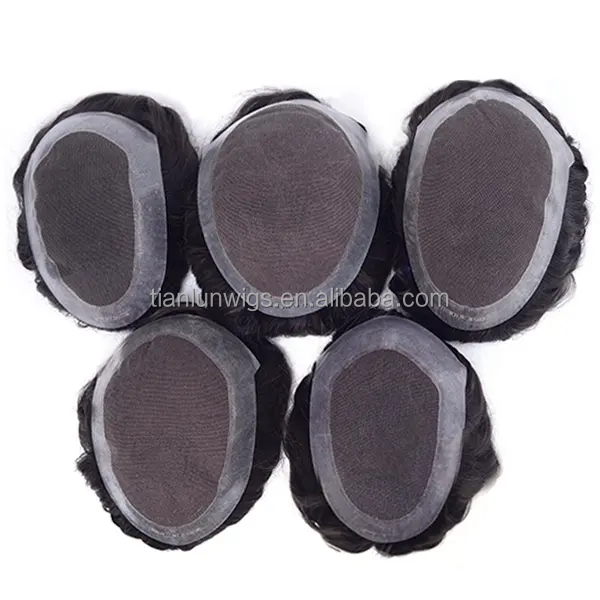 NEW AUSTRALIA Lace 100% Human Hair Replacement System Wider PU Perimeter Wholesale men Toupee