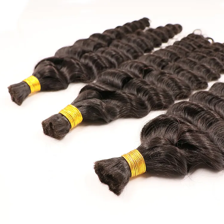 Hot Selling Indian Raw Bulk Hair 20 Inch Deep Wave Bulk Braiding Human Hair