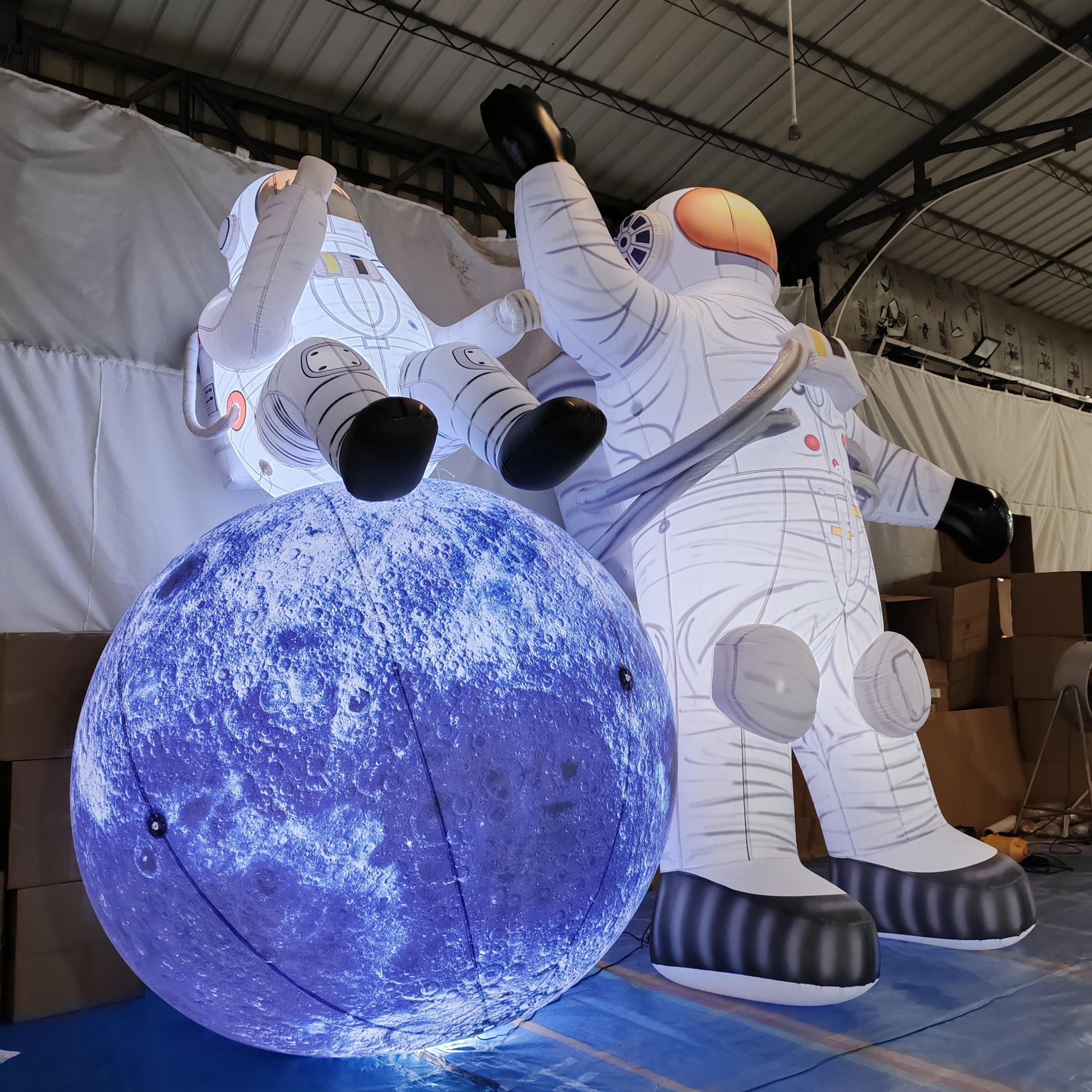 Custom inflatable astronaut with planet model outdoor decor with LED lights