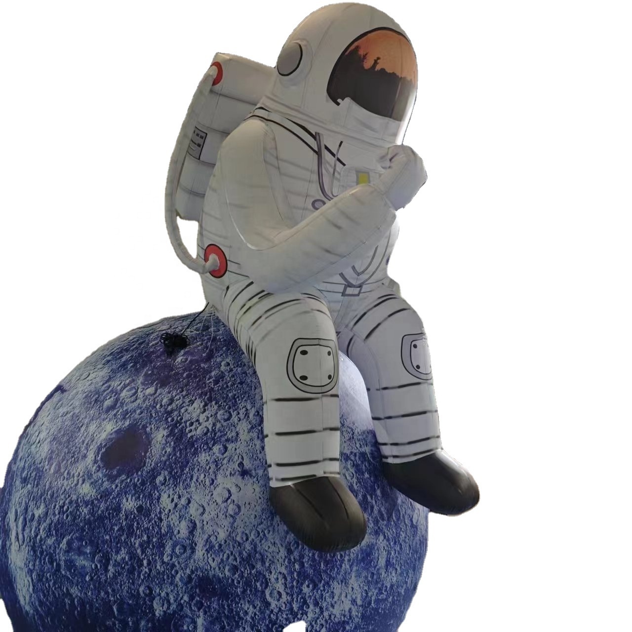 Custom glow-in-the-dark inflatable moon landing model, airtight PVC inflatable model, astronaut moon landing inflatable model