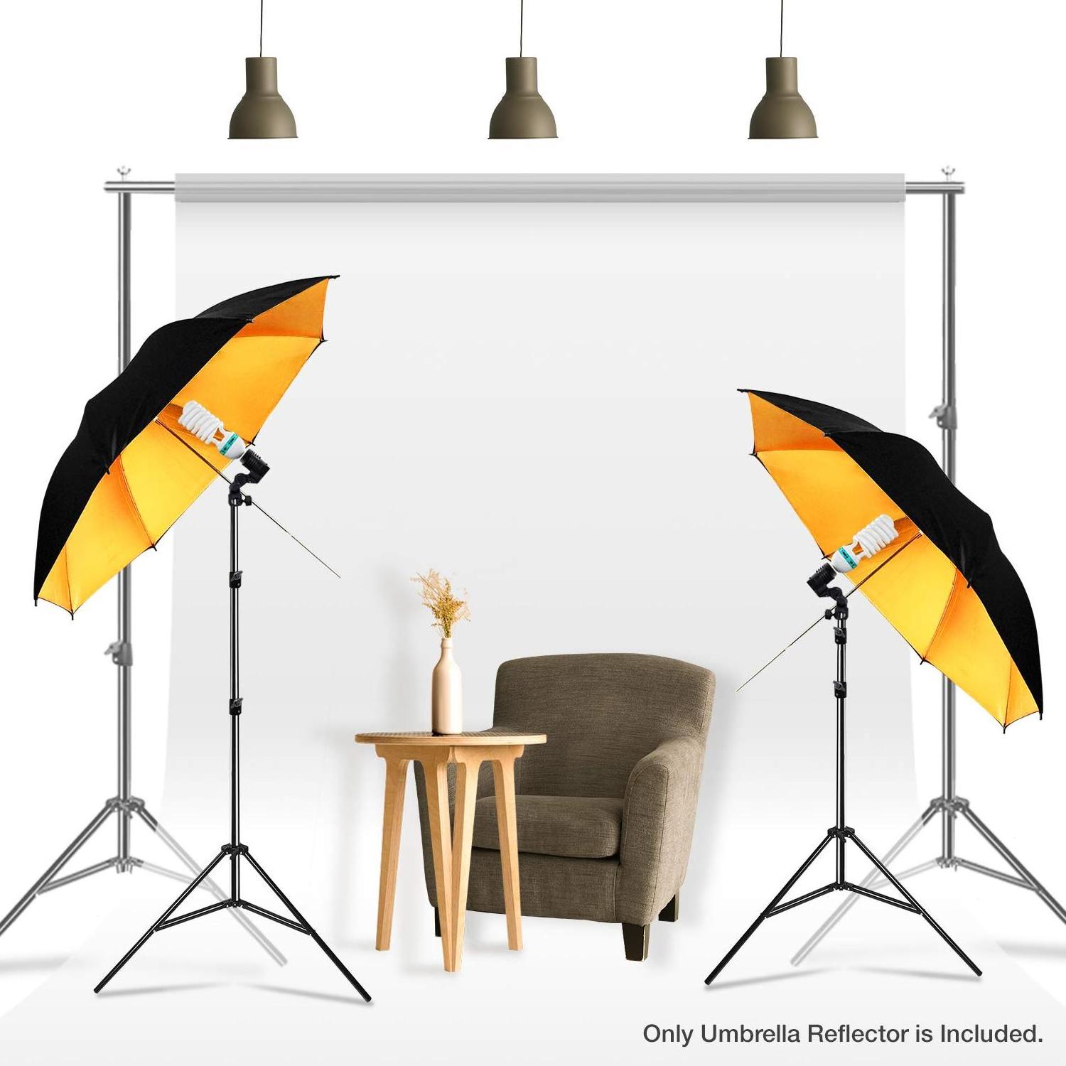 Photo Studio Video Umbrella 33inch 43inch Black Gold Photography Flash Light Reflective Umbrella