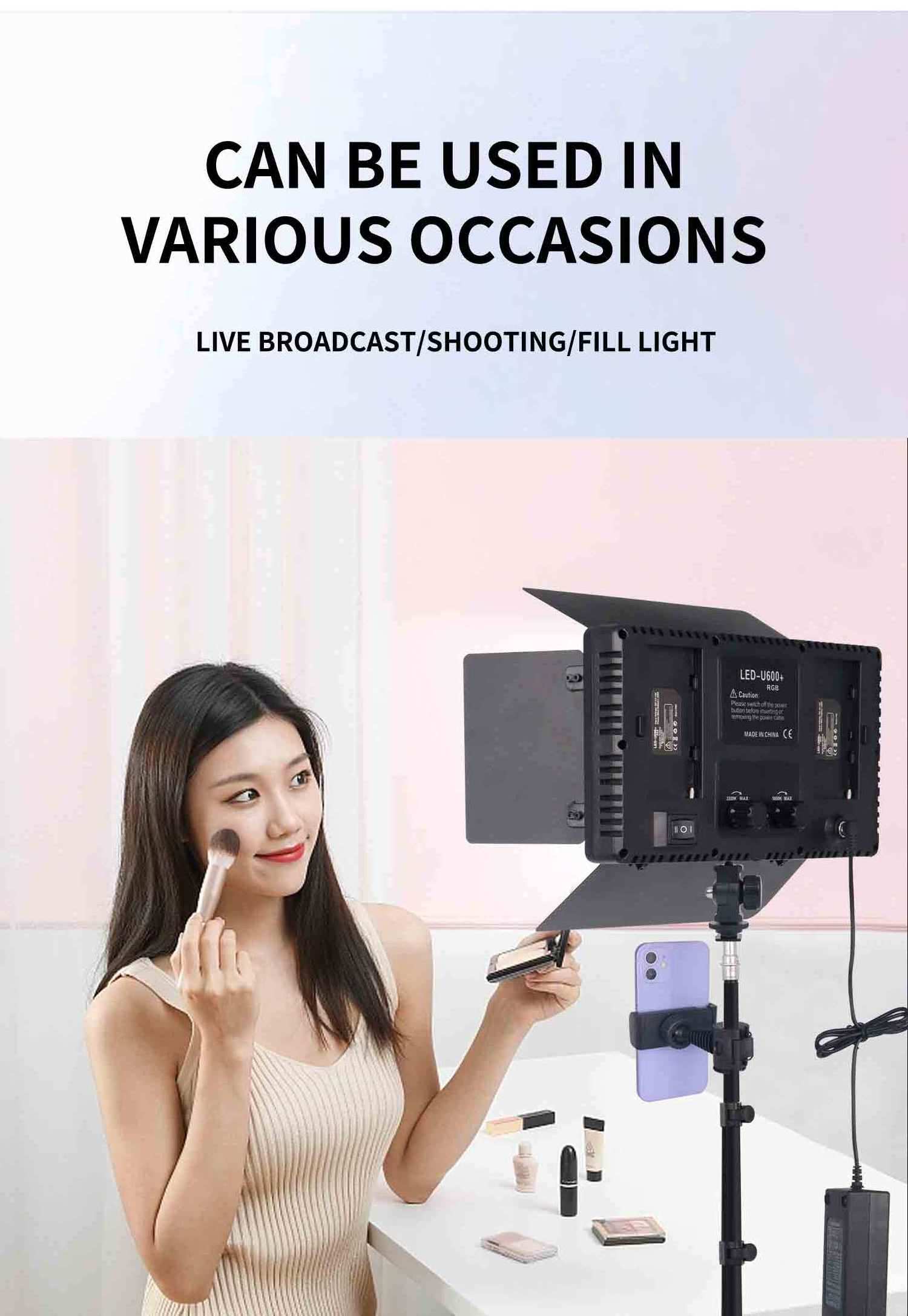 U800+ LED Photo Video Light 50W 2700-6500K Remote Control Tiktok Professional Video Studio Photographic Light