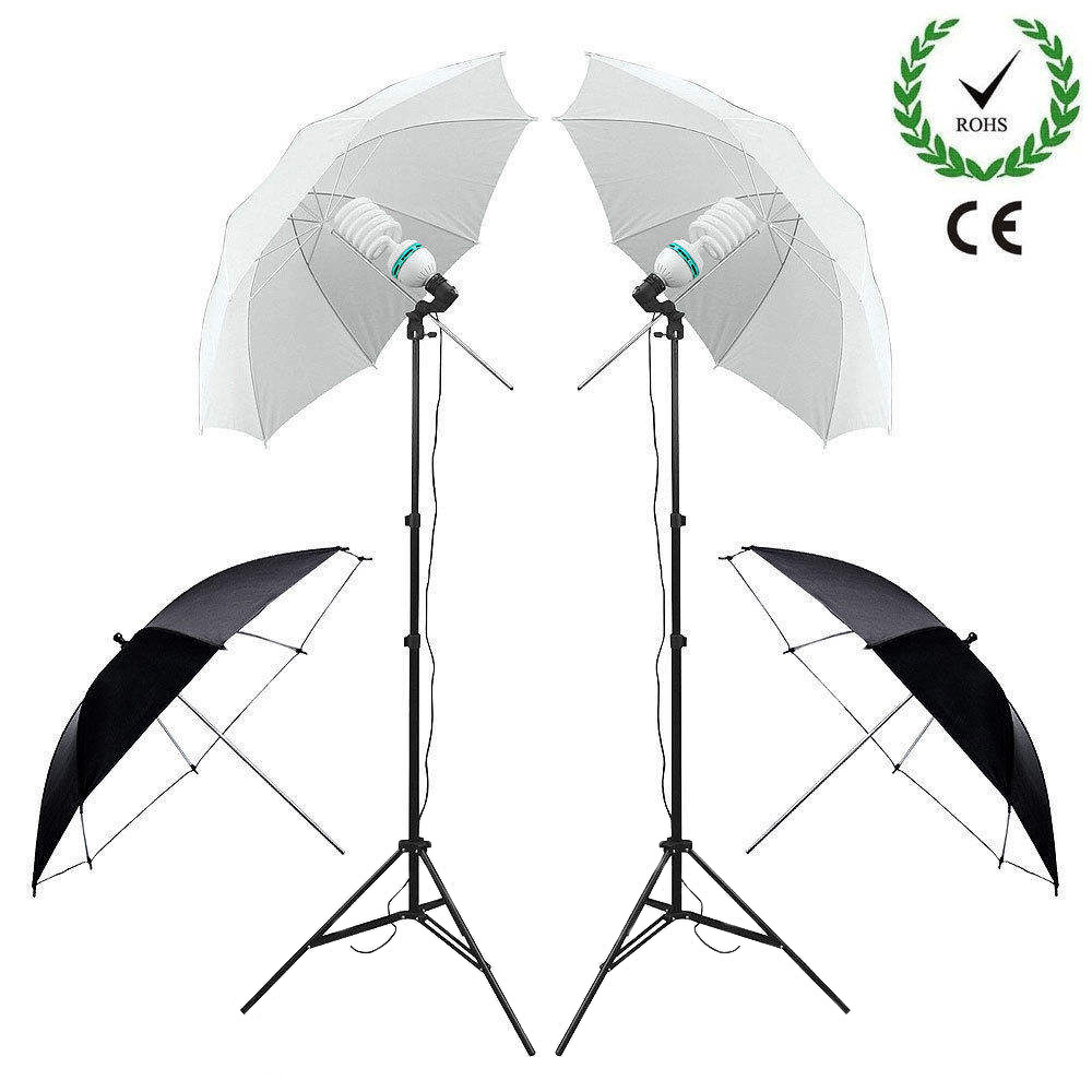 Studio Lighting Kit Set Green Black White Backdrop White Gold Umbrella and Reflcetor Photography Accessories