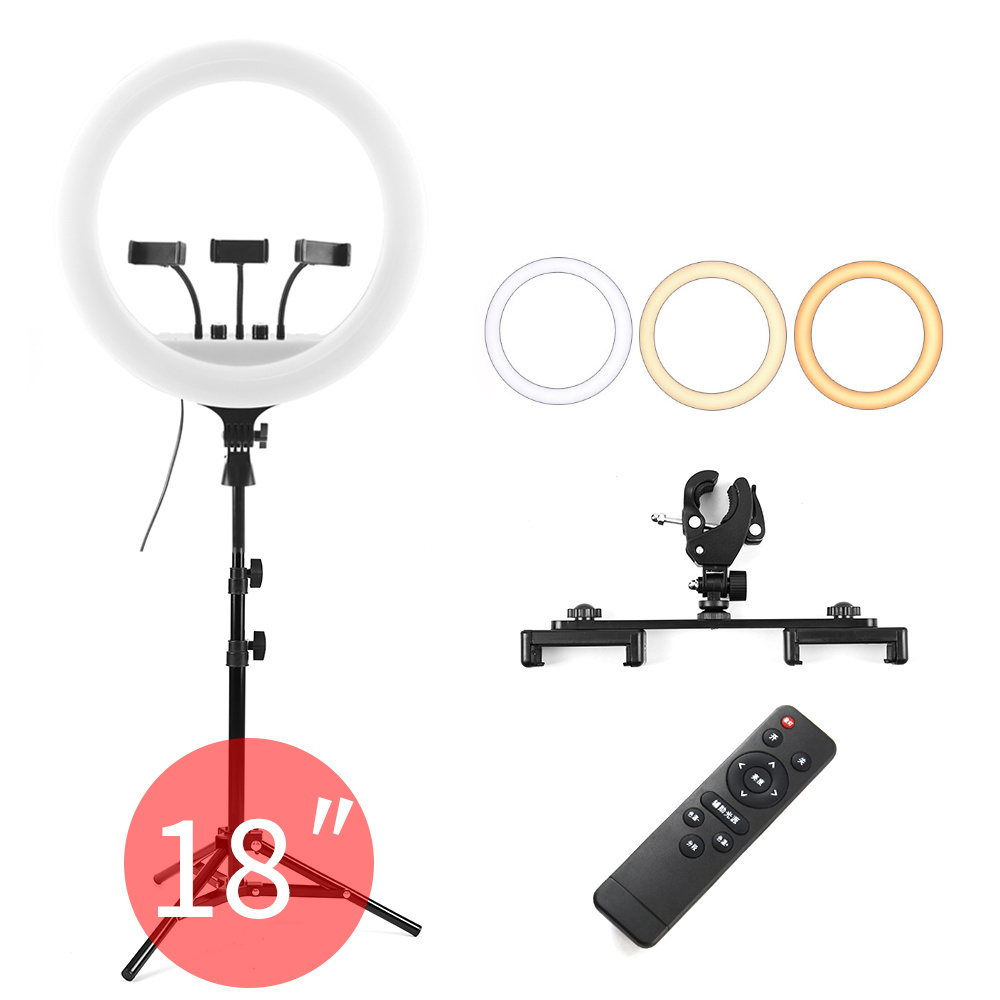 Tianmei RL 18 inch 45cm 45W Remote Control Dimmable Live Video Makeup LED Photographic Ring Fill Light with 2.1m Tripod Stand