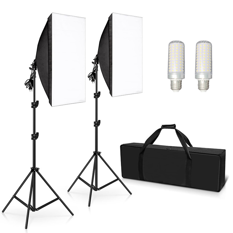 Photography Accessories Softbox 50*70 cm with 2.1m Tripod Stand LED Corn Bulb Lighting Foldable Soft Box for photography