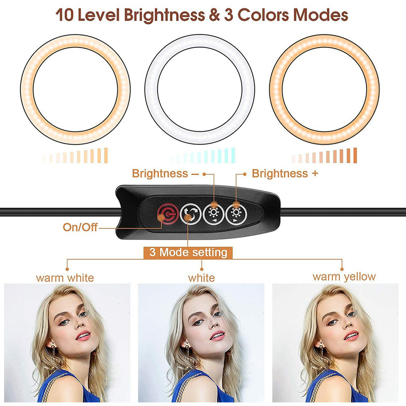 8 10 13 inch Professional Tiktok Live Ringlight Mirror Dimmable Make up Selfie 12 inch Led Ring Light With Tripod Stand