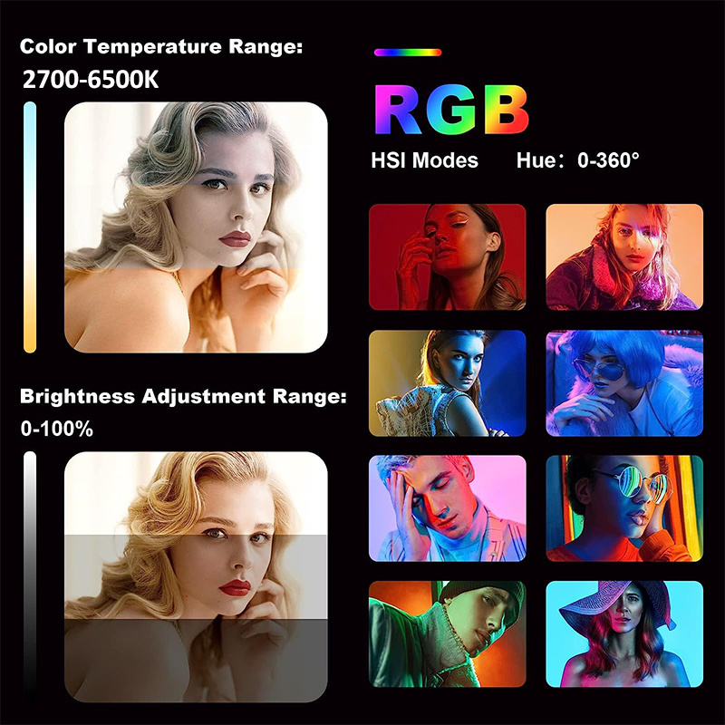 Pro LED 600 RGB 24W Portable LED Video Light 2700-6500K RGB Mode App Control U600 Youtube Studio Video Light