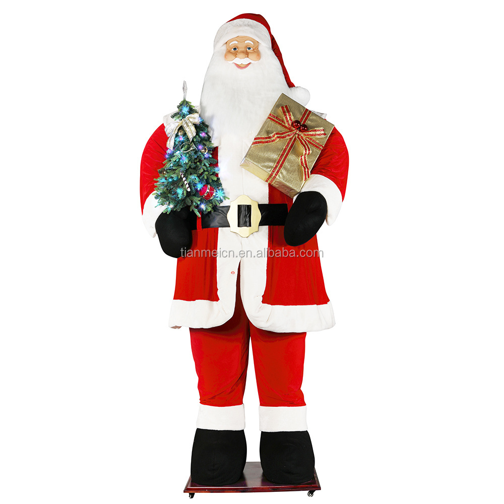 3.8m Huge Christmas decoration Navidad big Santa Claus Led Light Holiday Festival luxury christmas plush ornament xmas figurine