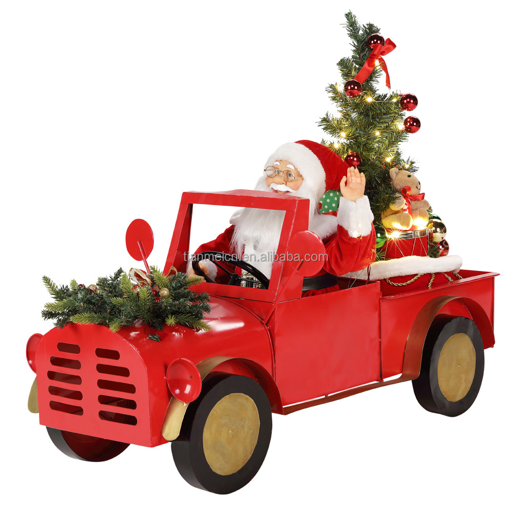 60cm Musical Animated electric Santa Claus moving santa Truck huge christmas decoration ornaments navidad xmas big santa claus