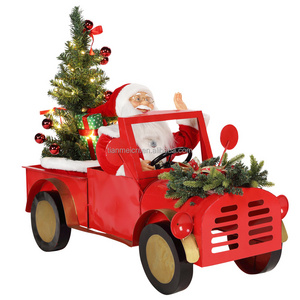 60cm Musical Animated electric Santa Claus moving santa Truck huge christmas decoration ornaments navidad xmas big santa claus