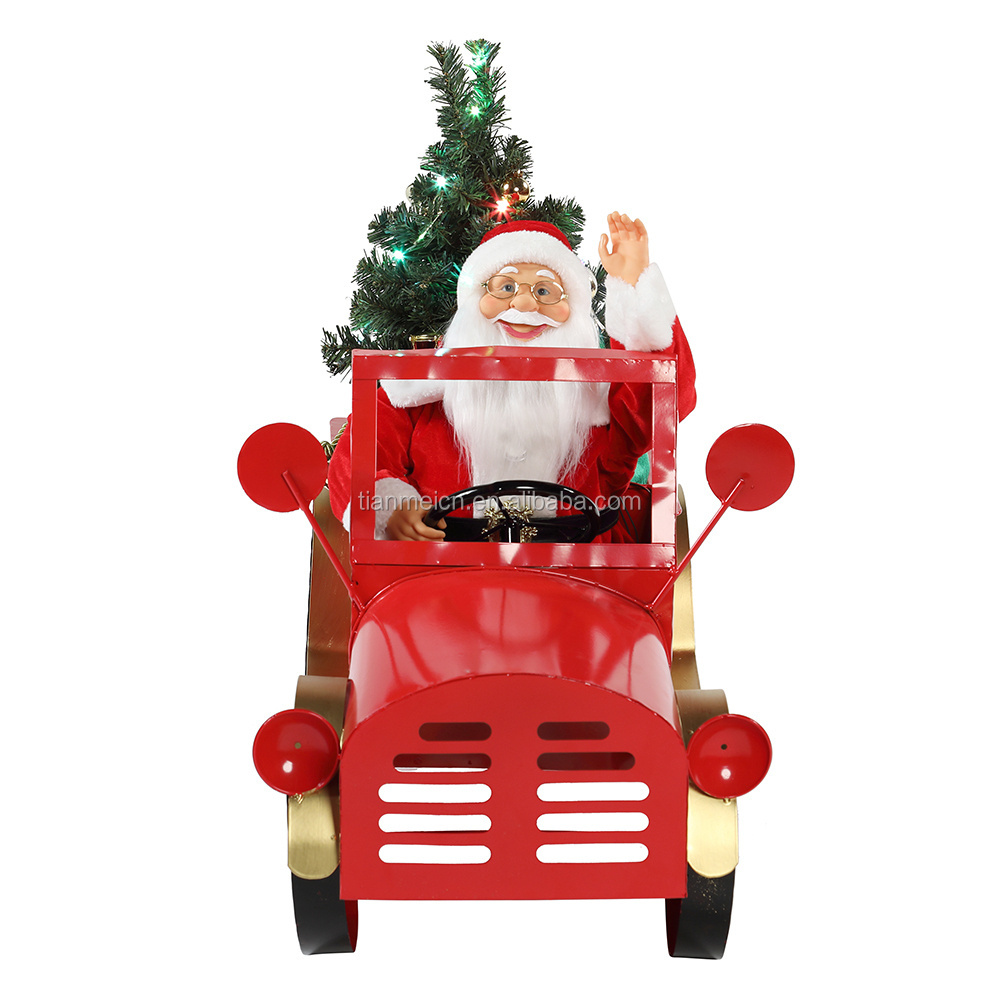 160cm Musical Animated electric Santa Claus Truck Custom christmas ornaments Holiday decoration figurine santa claus electric