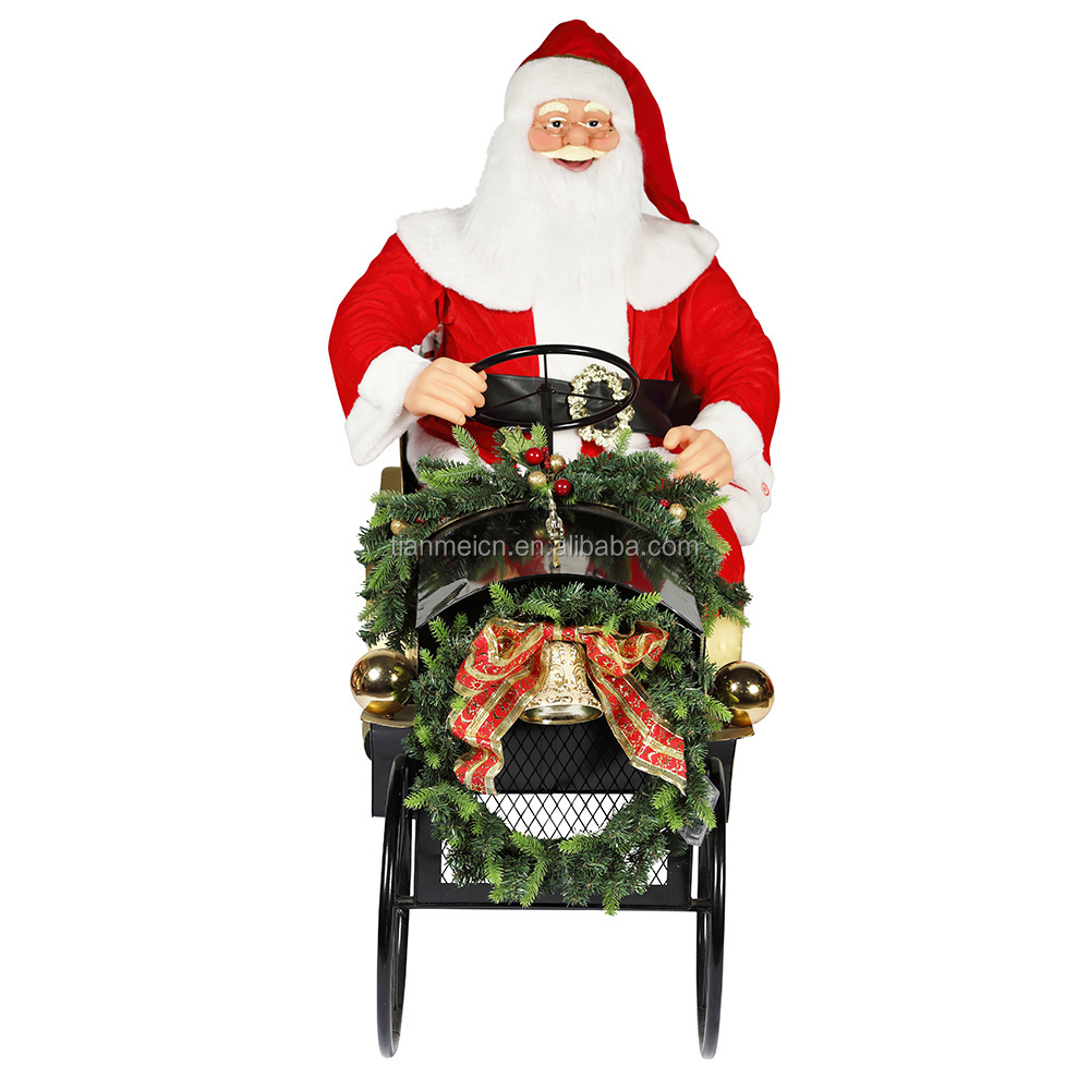 150cm sitting sleigh Santa Claus with Lighting Ornament Christmas Decoration Traditional Holiday Figurine Collection