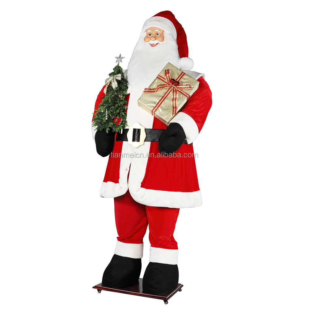 3.8m Huge Christmas decoration Navidad big Santa Claus Led Light Holiday Festival luxury christmas plush ornament xmas figurine