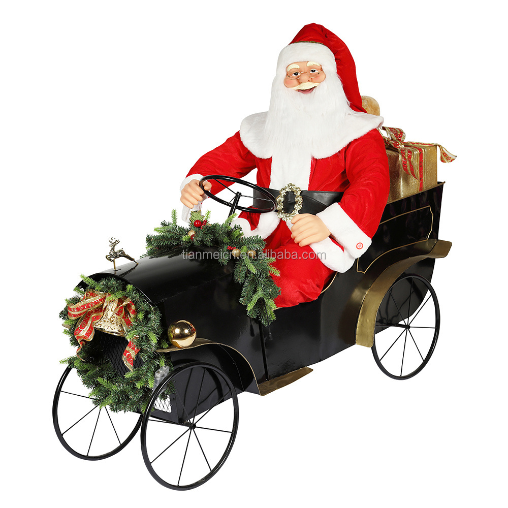 150cm sitting sleigh Santa Claus with Lighting Ornament Christmas Decoration Traditional Holiday Figurine Collection