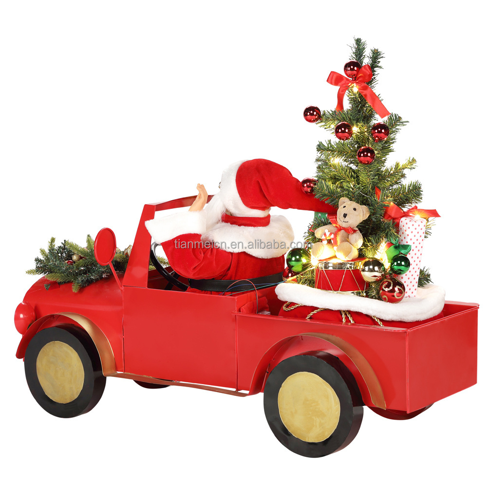 60cm Musical Animated electric Santa Claus moving santa Truck huge christmas decoration ornaments navidad xmas big santa claus