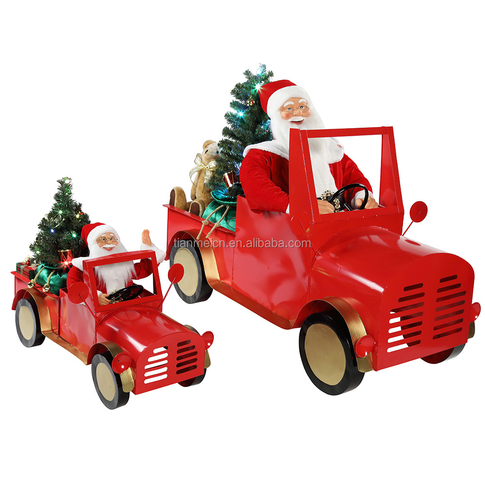 160cm Musical Animated electric Santa Claus Truck Custom christmas ornaments Holiday decoration figurine santa claus electric