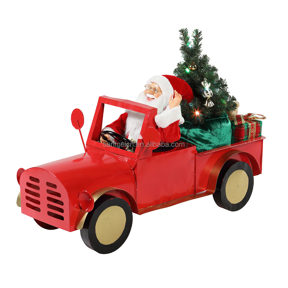 160cm Musical Animated electric Santa Claus Truck Custom christmas ornaments Holiday decoration figurine santa claus electric