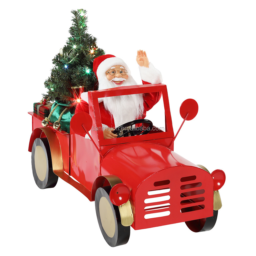 160cm Musical Animated electric Santa Claus Truck Custom christmas ornaments Holiday decoration figurine santa claus electric