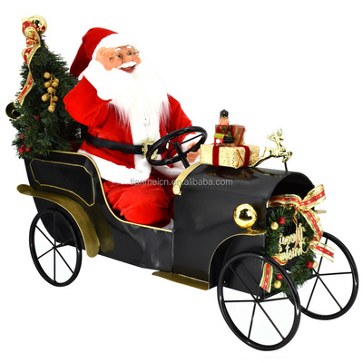 60cm sitting sleigh Santa Claus with Lighting Ornament Christmas Decoration Traditional Holiday Figurine Collection decorative