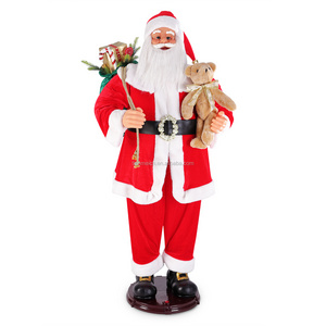 150cm Life Size Animated Navidad Rock Singing and Dancing Santa Claus Figurine Holiday Collapsible Decoration Collection Sensor