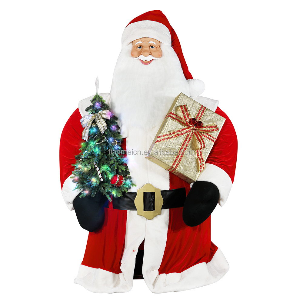 3.8m Huge Christmas decoration Navidad big Santa Claus Led Light Holiday Festival luxury christmas plush ornament xmas figurine