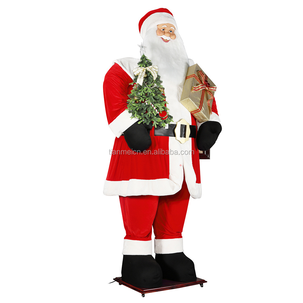 3.8m Huge Christmas decoration Navidad big Santa Claus Led Light Holiday Festival luxury christmas plush ornament xmas figurine