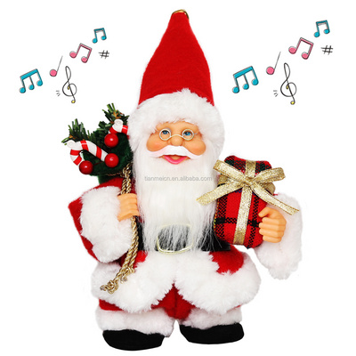 7" Inch Christmas Animated Walk Santa Claus with Music Dancing Standing decoration Figurine classical Holiday ornaments gifts