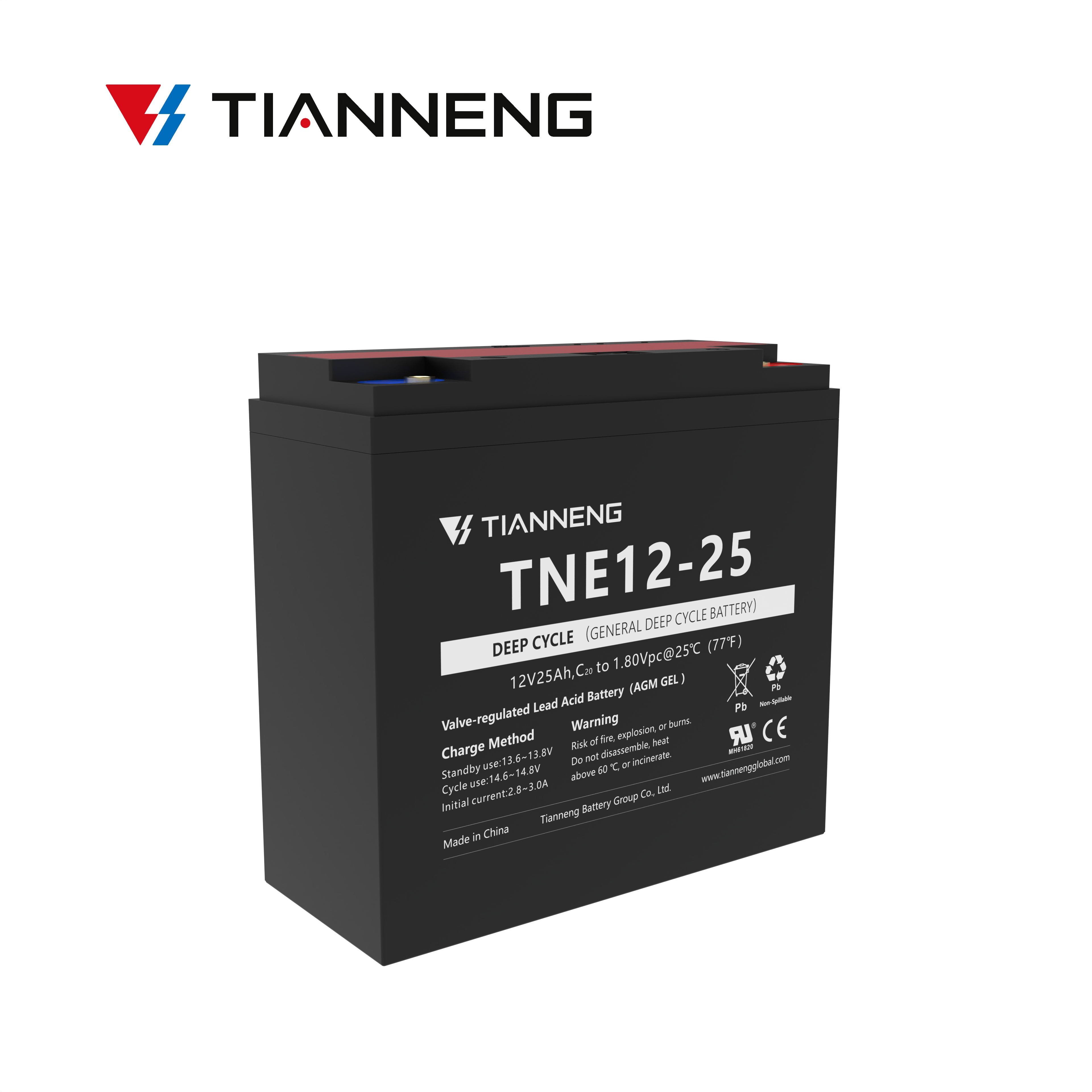 Tianneng motive electric bike E-scooter Maintenance-free 12V 25Ah Lead acid battery