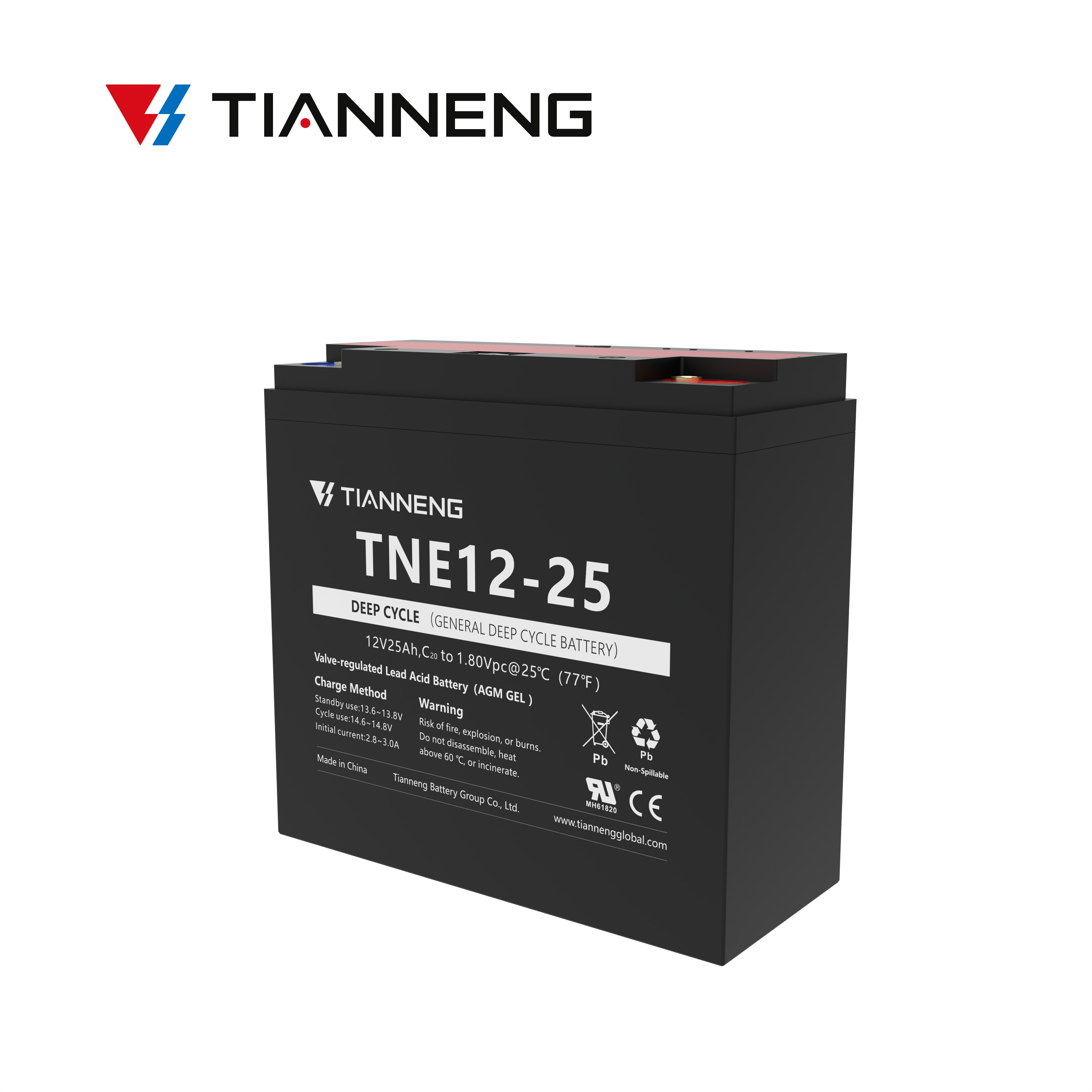 Tianneng motive electric bike E-scooter Maintenance-free 12V 25Ah Lead acid battery