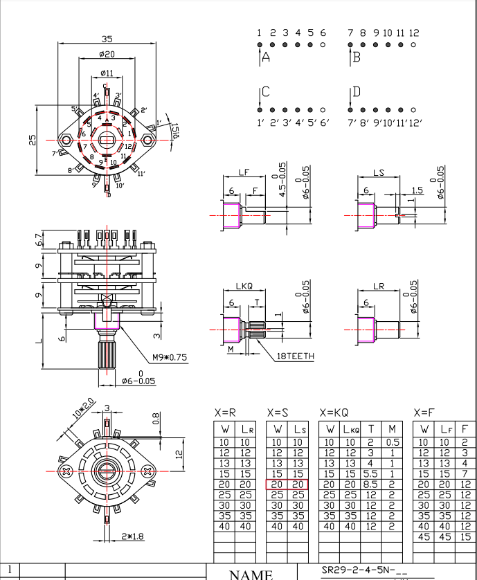 OEM ODM DC/AC 1/2/3/4/6 Poles 2/3/4/6/12 Position Electrical Switch Band Selector Band Switch  Gear Change Rotary Switch