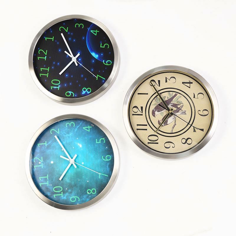 Clocks stainless steel home decoration 10 inch silver wall clock accessories clock design