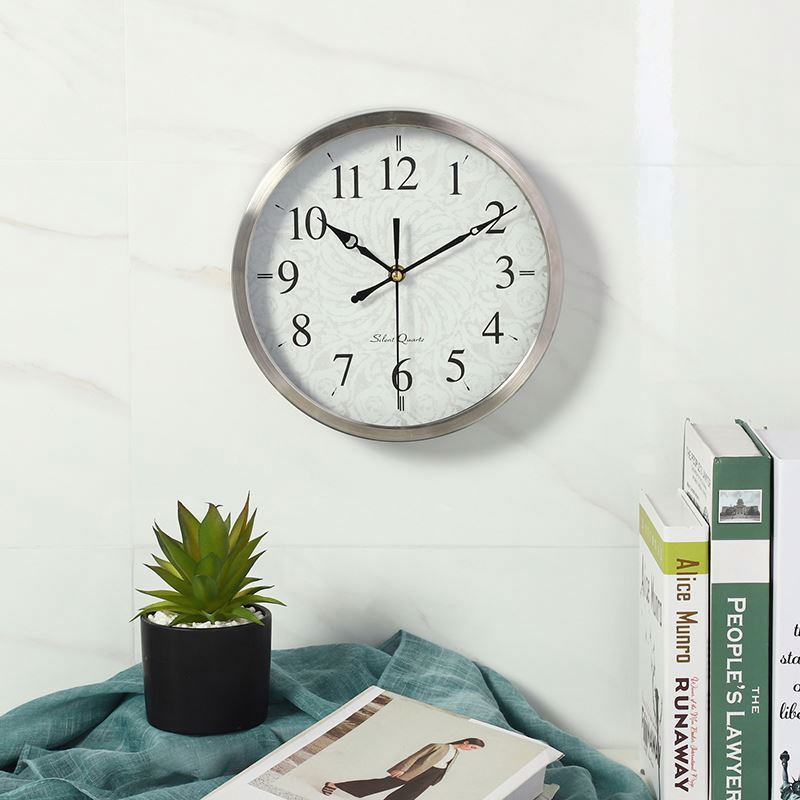 Clocks stainless steel home decoration 10 inch silver wall clock accessories clock design