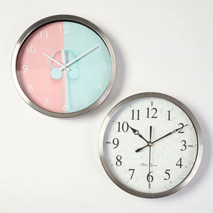 Clocks stainless steel home decoration 10 inch silver wall clock accessories clock design