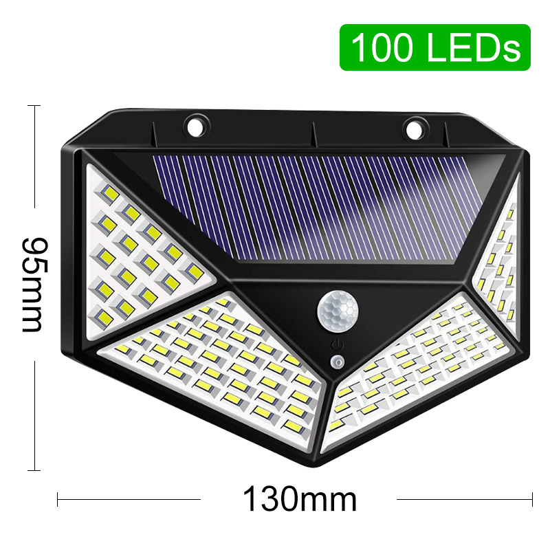 100 LED Solar Light PIR Motion Sensor Outdoor Solar Lamp IP65 Waterproof Wall Light Solar Sunlight Powered Garden street light