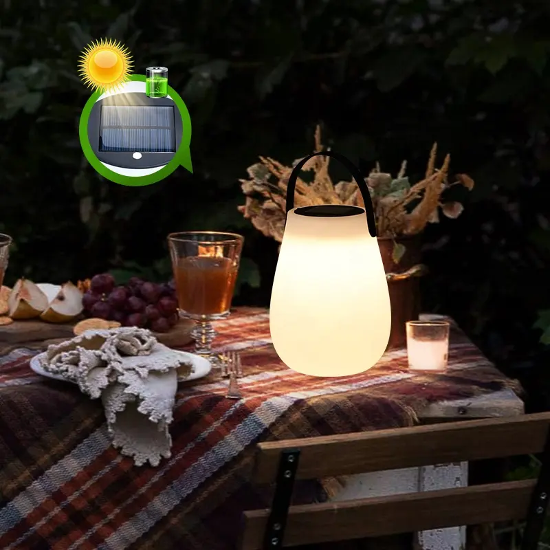 Multipurpose New Solar Power Rechargeable Camping Tent Light Outdoor IP65 Waterproof Portable PE Plastic LED Lanterns and Lamps