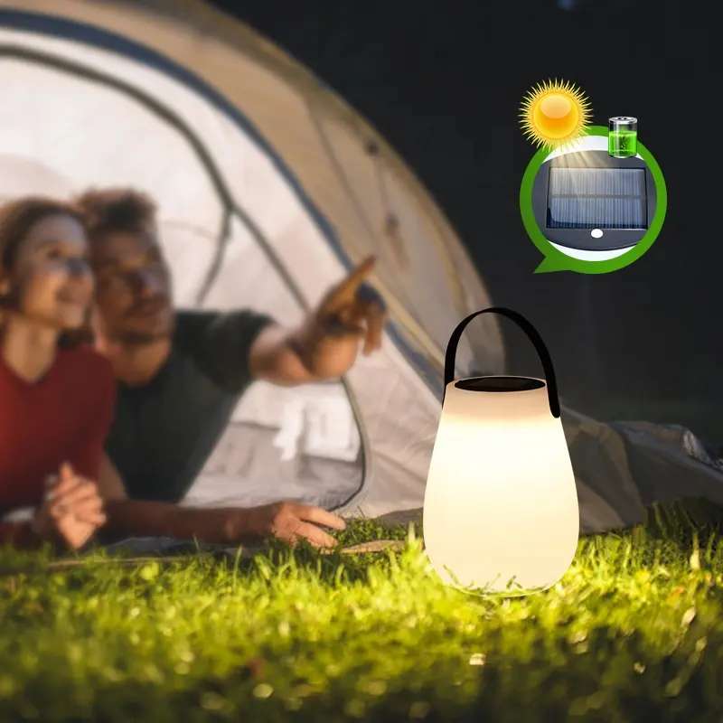 Multipurpose New Solar Power Rechargeable Camping Tent Light Outdoor IP65 Waterproof Portable PE Plastic LED Lanterns and Lamps