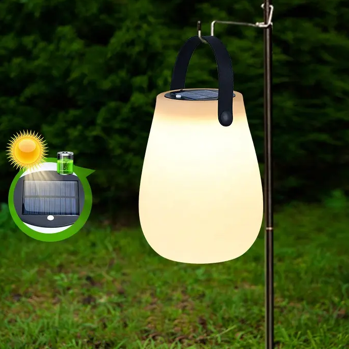 Multipurpose New Solar Power Rechargeable Camping Tent Light Outdoor IP65 Waterproof Portable PE Plastic LED Lanterns and Lamps