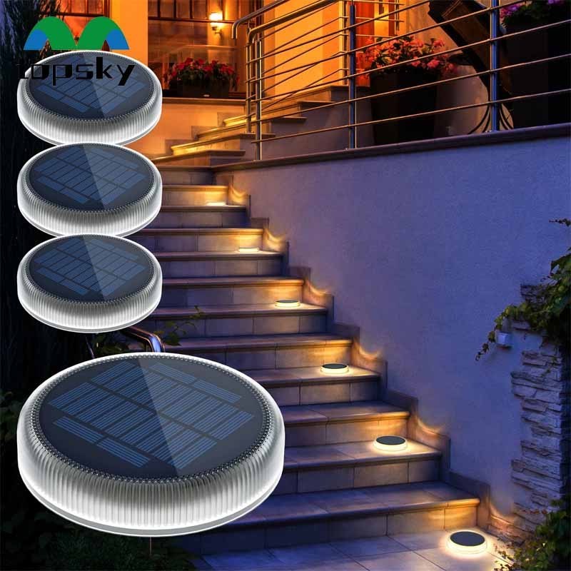 Factory Patent PC Round Solar Night Security Disk Powered Garden Light Walkway Outdoor Warm white Landscape Solar Ground Lights