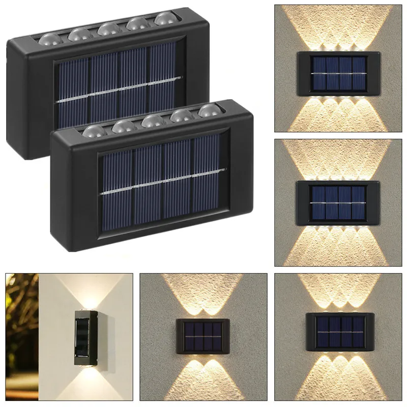 High Lumen Outdoor Solar Wall Light Up And Down Led Lamp Waterproof Garden Fence Porch Patio Lights Decoration Wall Lamp