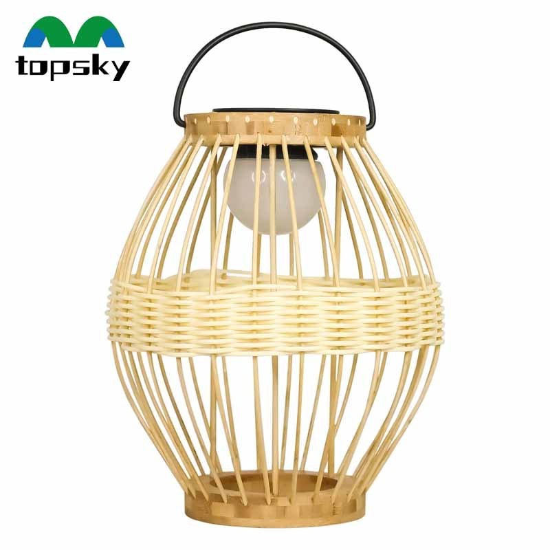 Newish solar hanging lights handmade small size Ip65 outdoor portable bamboo lantern