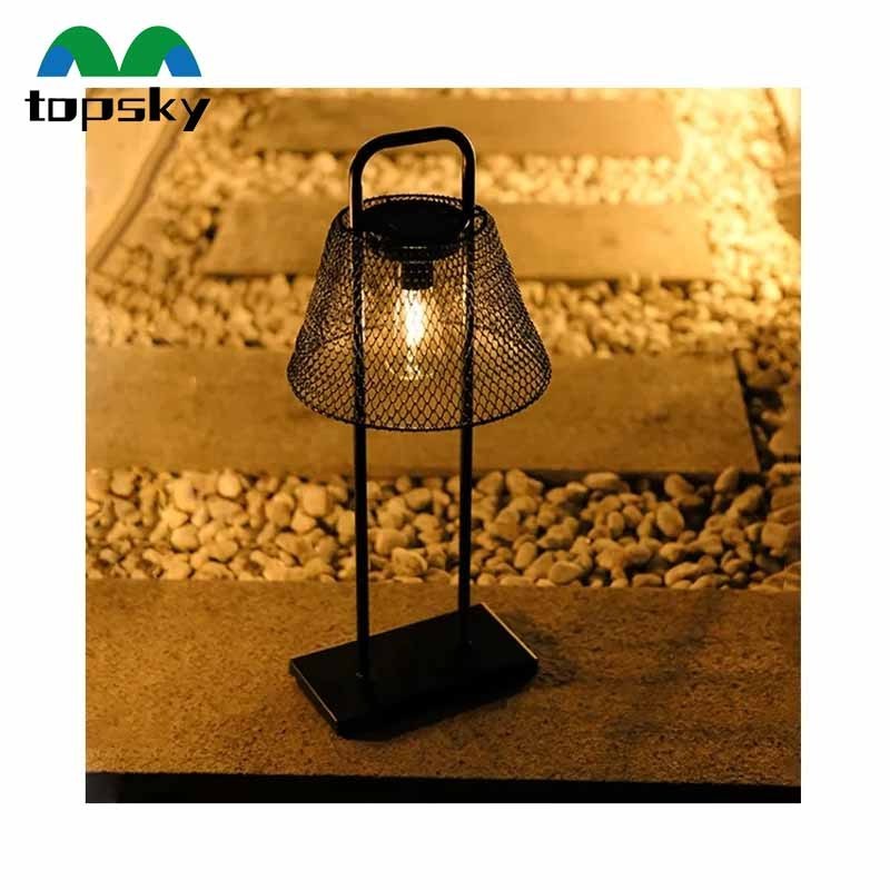 Outdoor Garden illumination Home Decor Metal Wire Braided Lampshade Tall Stand Solar lamp