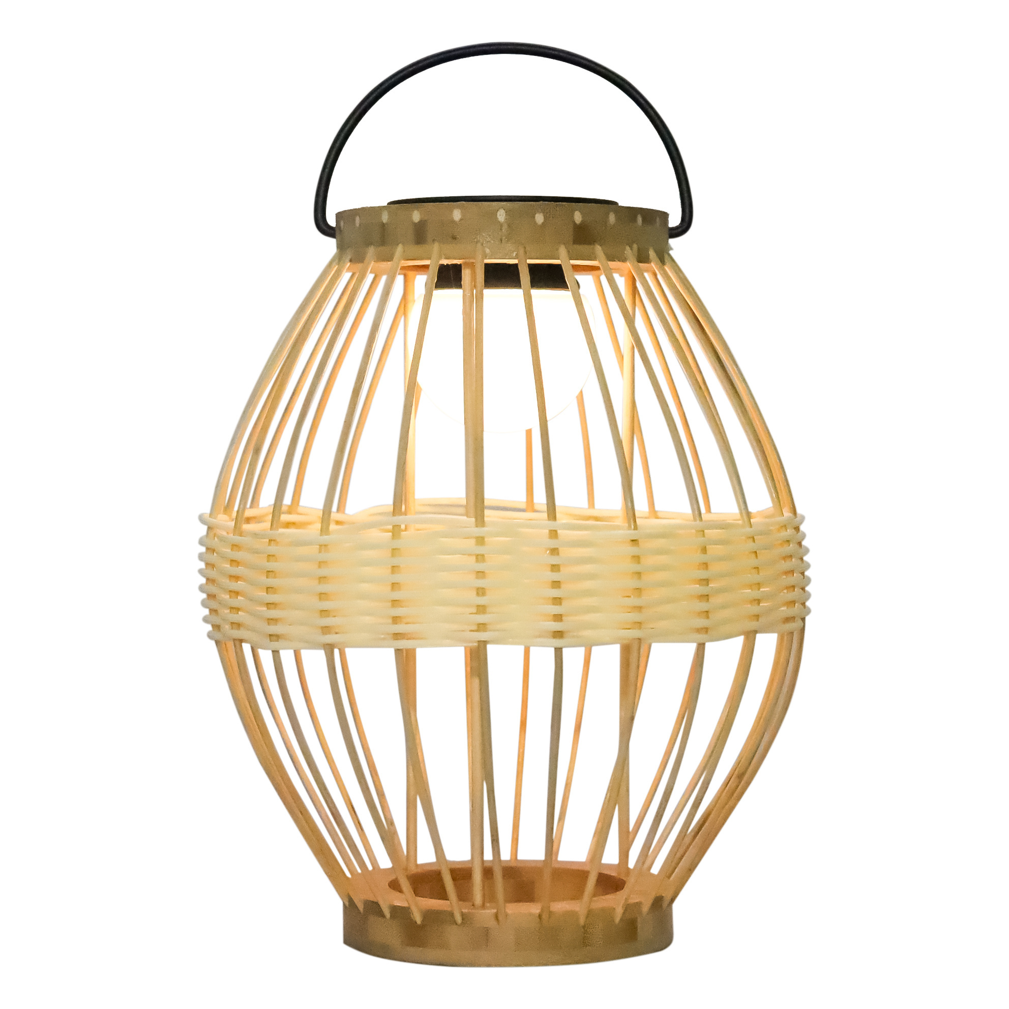 Newish solar hanging lights handmade small size Ip65 outdoor portable bamboo lantern