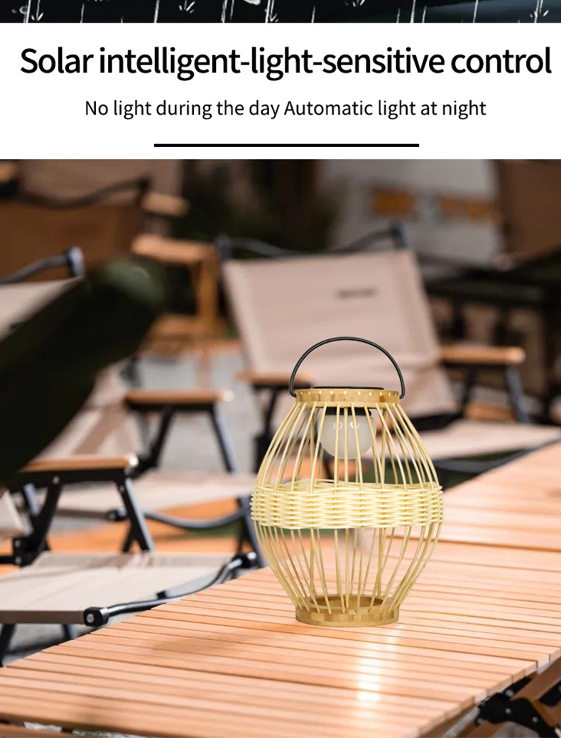 Newish solar hanging lights handmade small size Ip65 outdoor portable bamboo lantern