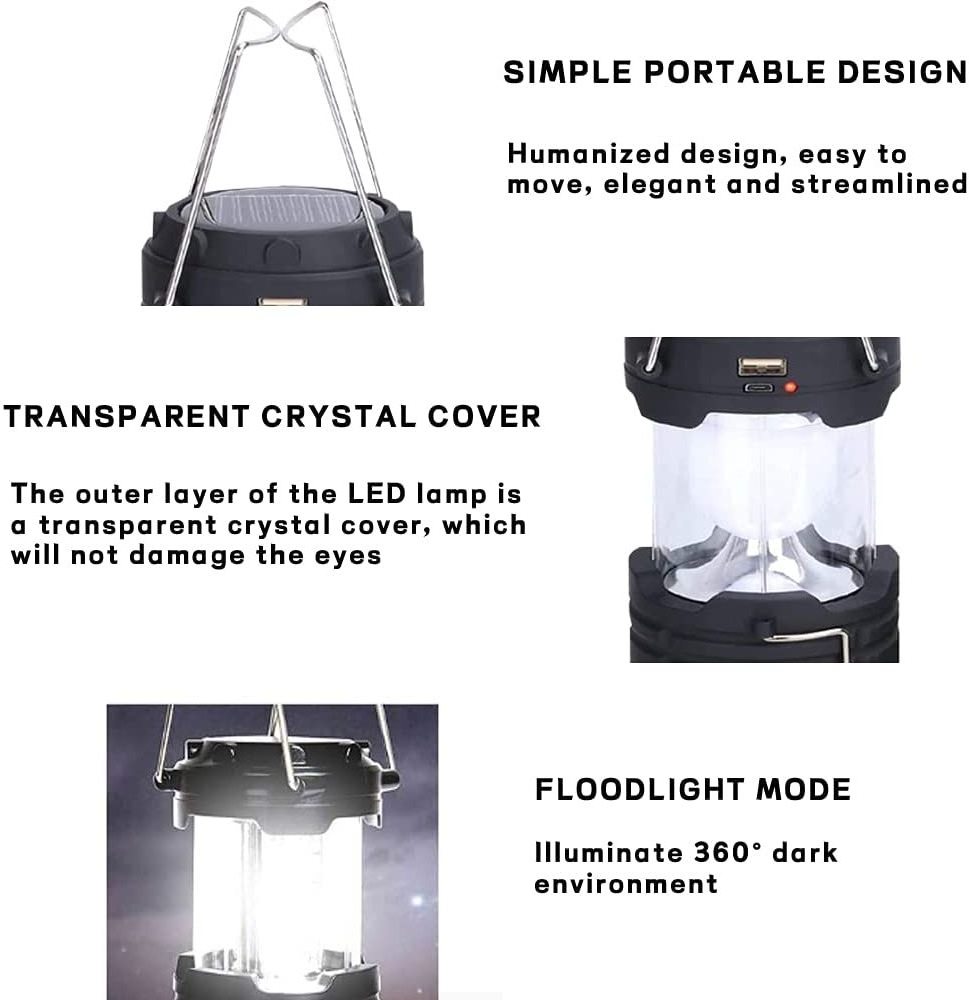 Hot Sale LED Camping Lamp Adjustable Brightness Emergency Lantern Outdoor Solar Camping Light