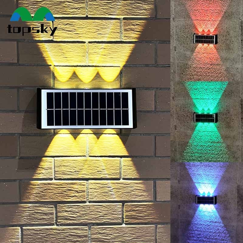 High Lumen Outdoor Solar Wall Light Up And Down Led Lamp Waterproof Garden Fence Porch Patio Lights Decoration Wall Lamp