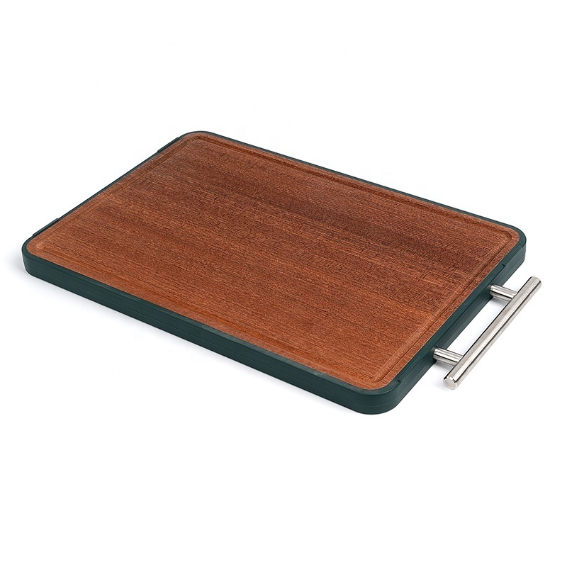 Double-Sided Stainless Steel Wood Chopping Board  Ebony Cutting Board