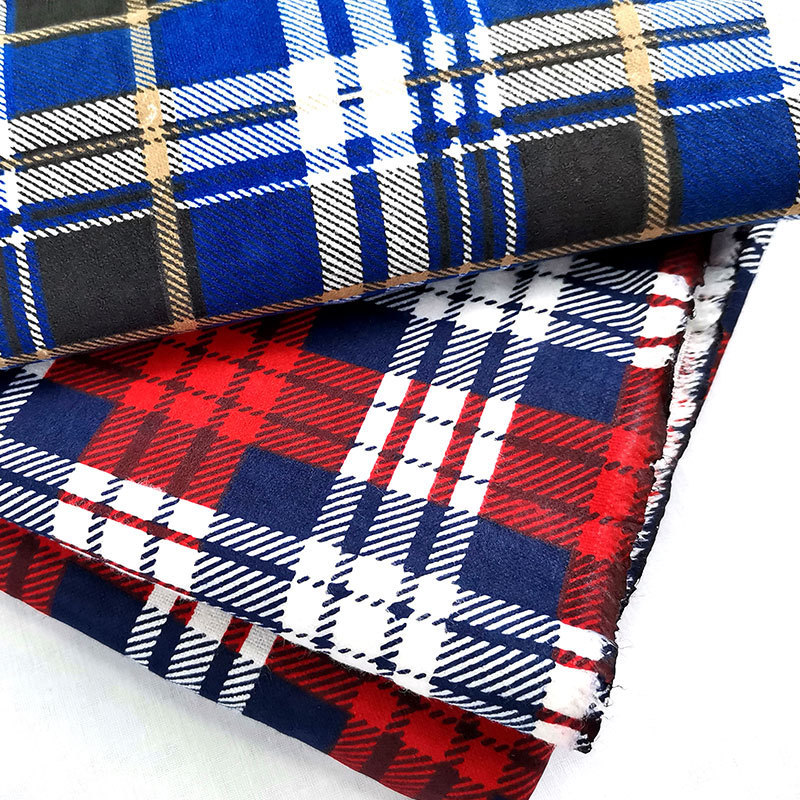 plaid flannel yarn dyed cotton brushed fabric