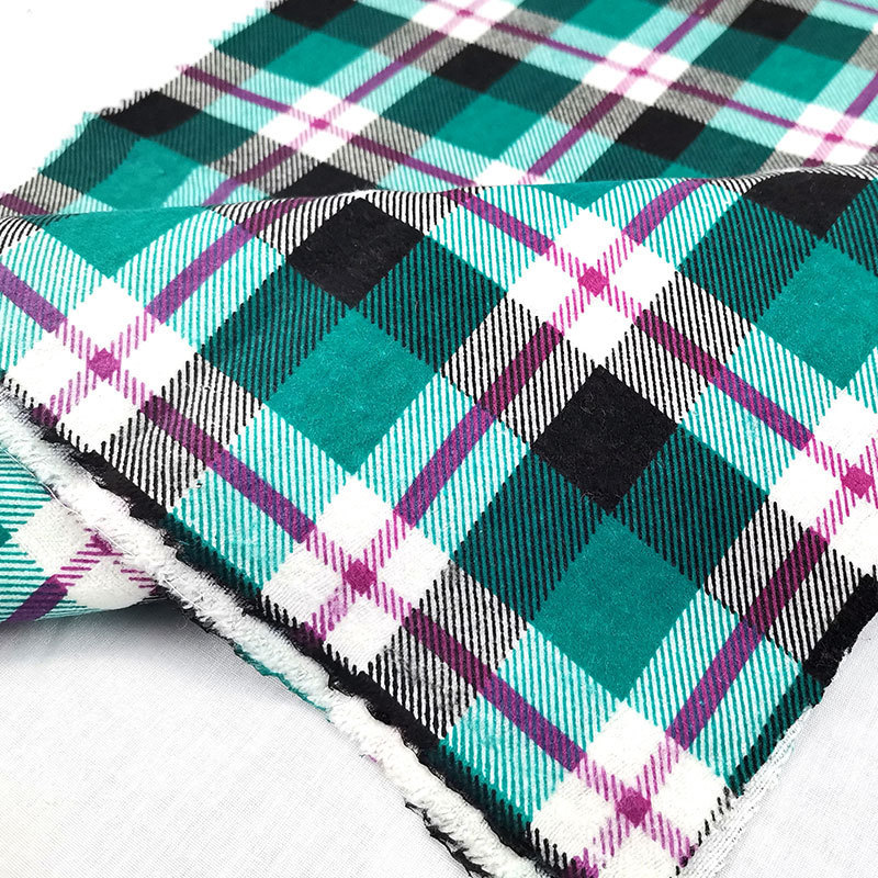 plaid flannel yarn dyed cotton brushed fabric