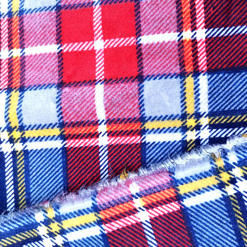 plaid flannel yarn dyed cotton brushed fabric