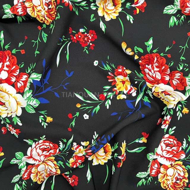 floral 100 kain rayon printed viscose fabrics 30s 45s 60s printed spun rayon viscose fabric for dress women clothing